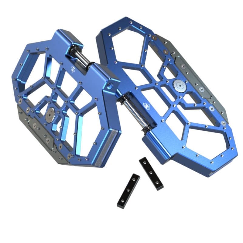 blue aluminium cnc pedals with angle adjustement and magnet