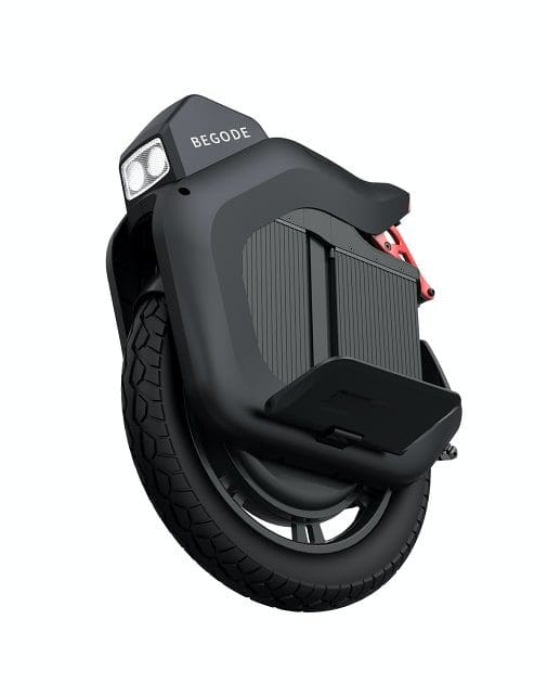begode hero 19-inch electric unicycle with integrated suspension front headlight and taillight