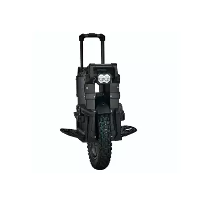 veteran patton electric unicycle with integrated suspension with headlight and integrated throlley