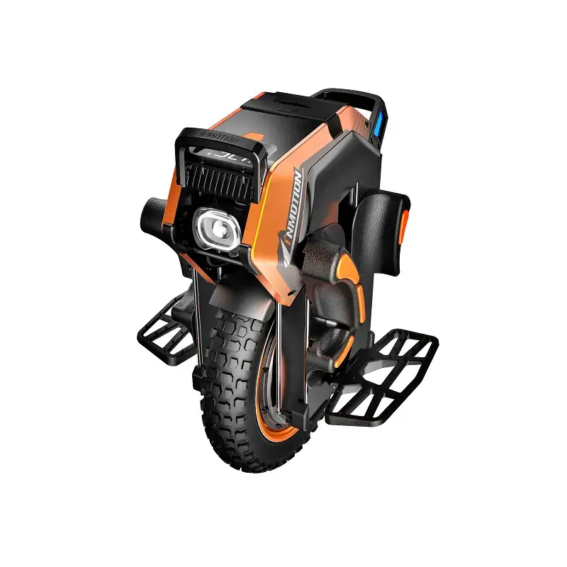 inmotion v14 advanture electric unicycle with headlight and pedals